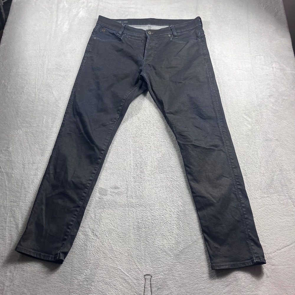 G-Star‎ Raw D-Staq 5-Pocket Slim Jeans Mens 34x32 Black Dark Wash D06761-7101